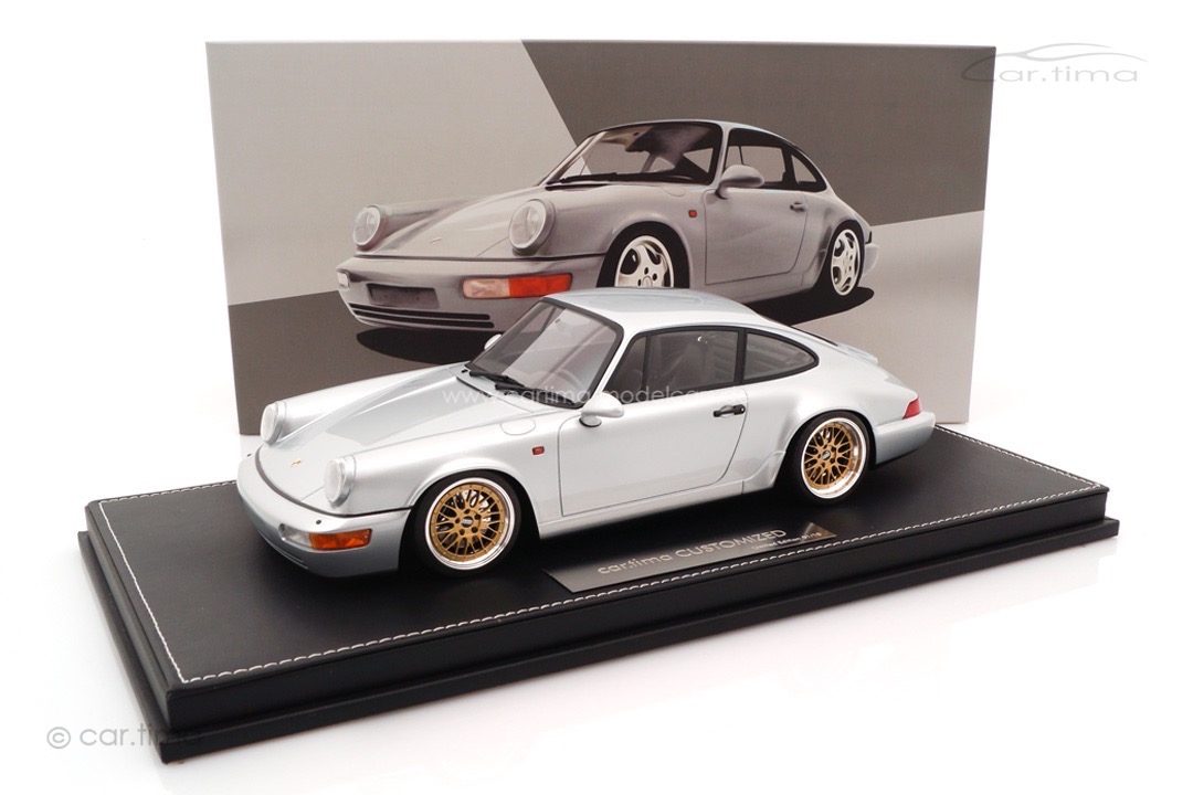 Porsche 911 (964) Carrera 2 Polarsilber BBS Le Mans Alufelgen car.tima CUSTOMIZED 1:18