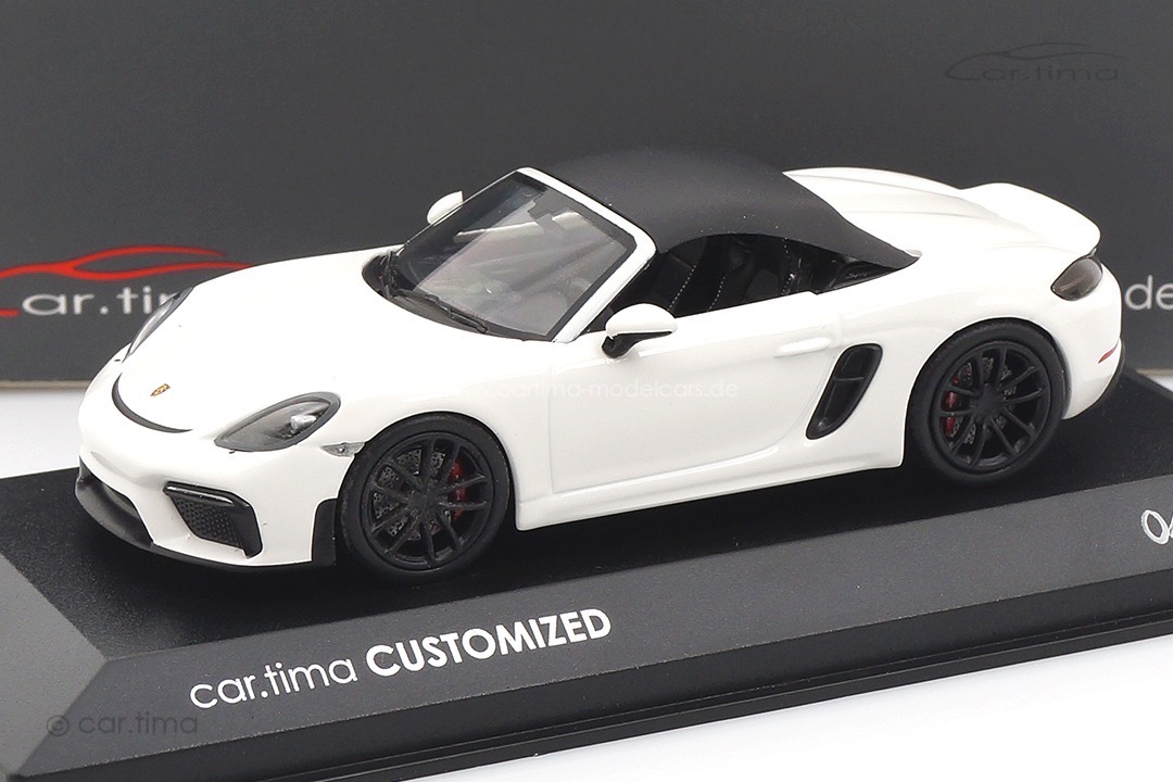 Porsche Boxster Spyder (718) Weiß/Rad schwarz Minichamps car.tima CUSTOMIZED 1:43