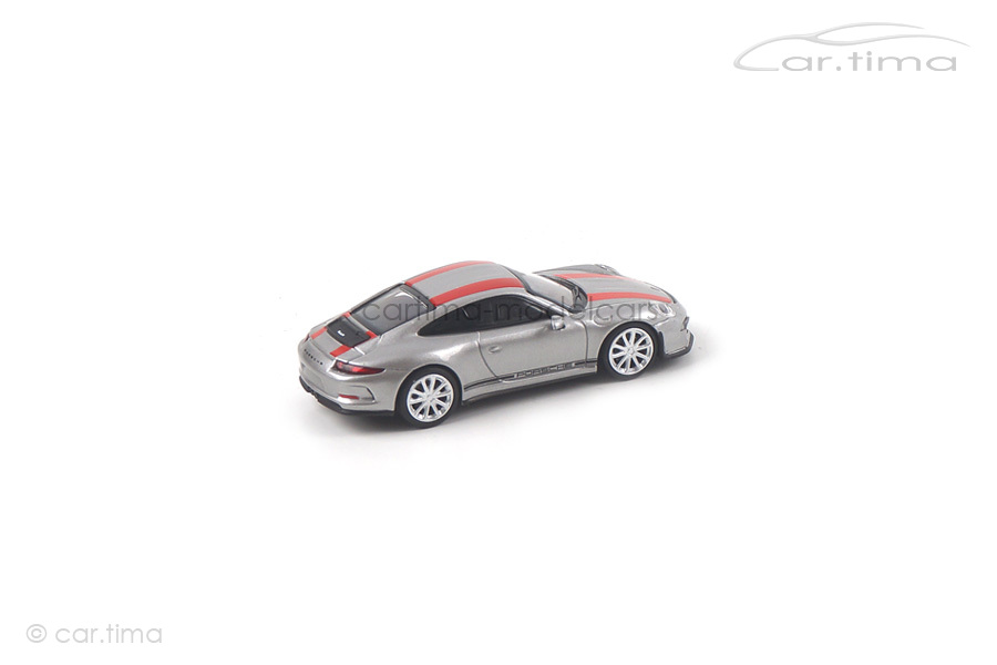 Porsche 911 (991) R GT-silber/Dekorstreifen rot Minichamps 1:87 870066221