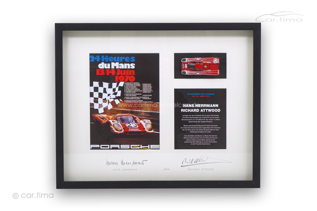 Themenbox Porsche 917 Winner 24h Le Mans 1970 Originalsignatur Attwood/Herrmann