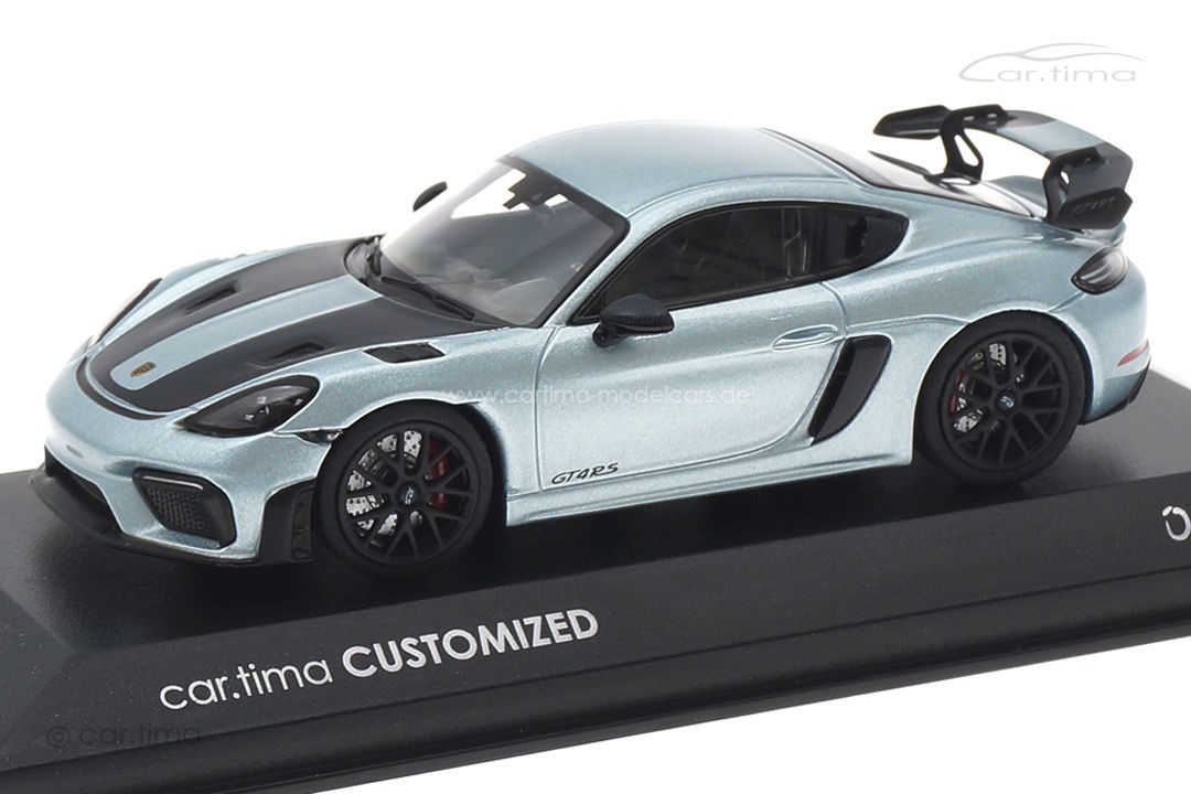Porsche 718 Cayman GT4 RS Azzuro Thetys/Rad schwarz Minichamps car.tima CUSTOMIZED 1:43 Porsche 718 Cayman GT4 RS Azzuro Thetys/Rad schwarz Minichamps car.tima CUSTOMIZED 1:43