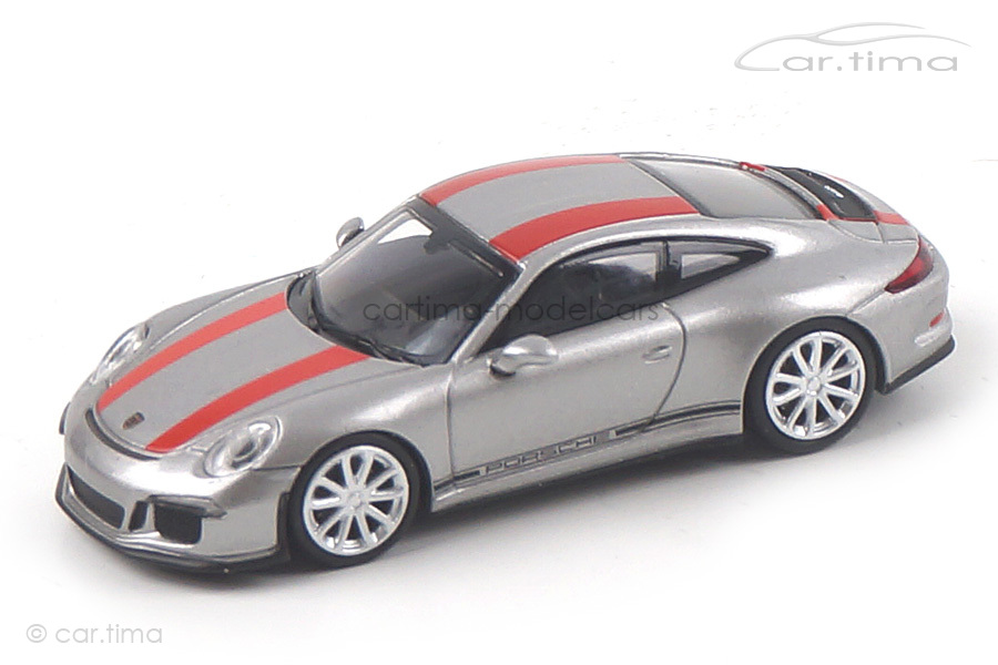 Porsche 911 (991) R GT-silber/Dekorstreifen rot Minichamps 1:87 870066221