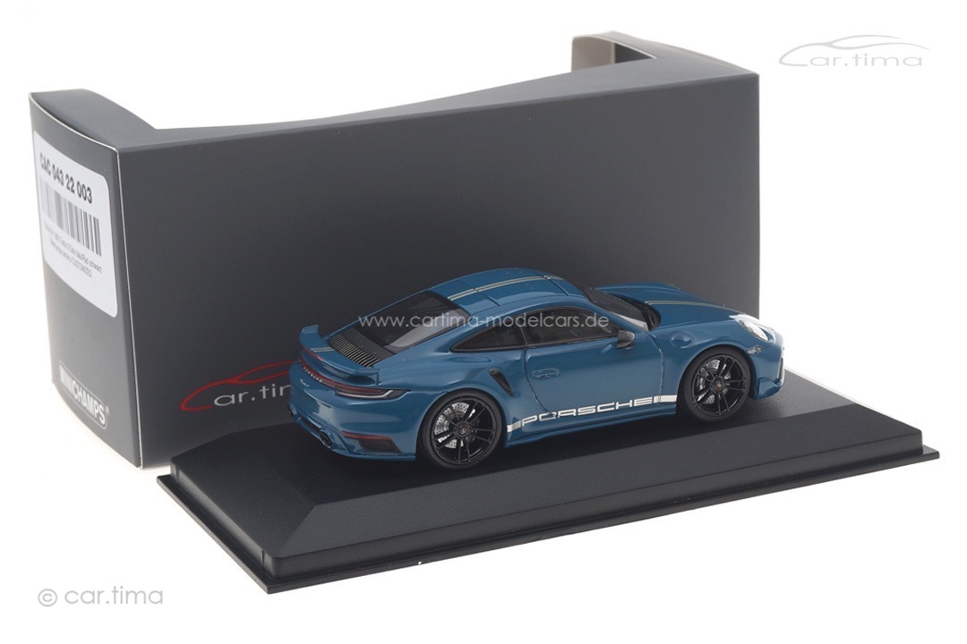 Porsche 911 (992) Turbo S Oslo blau/Rad schwarz Minichamps car.tima CUSTOMIZED 1:43