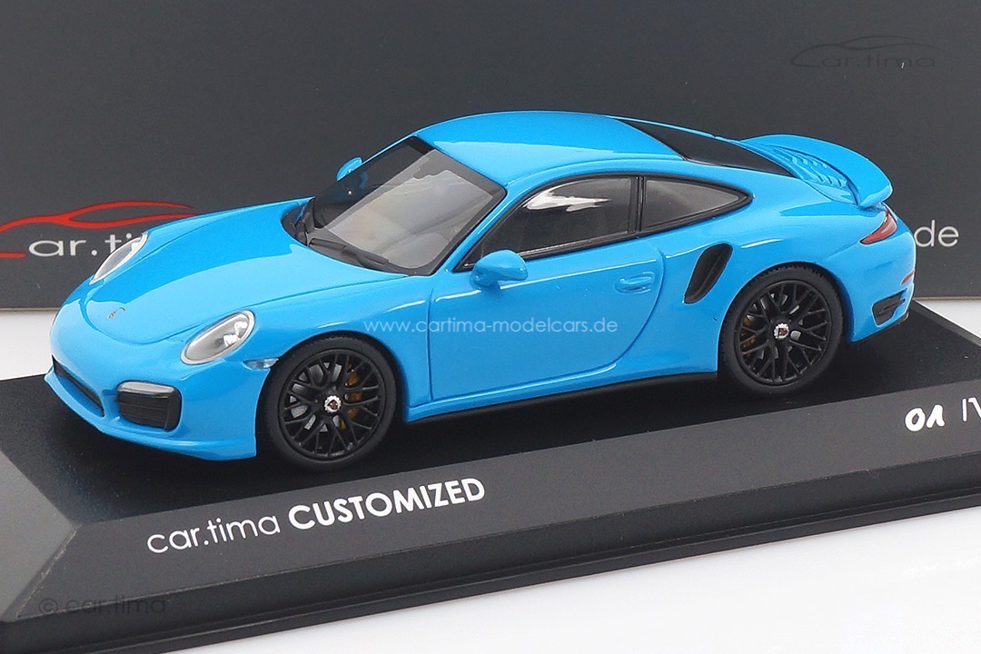 Porsche 911 (991) Turbo S Rivierablau/Rad schwarz Minichamps car.tima CUSTOMIZED 1:43
