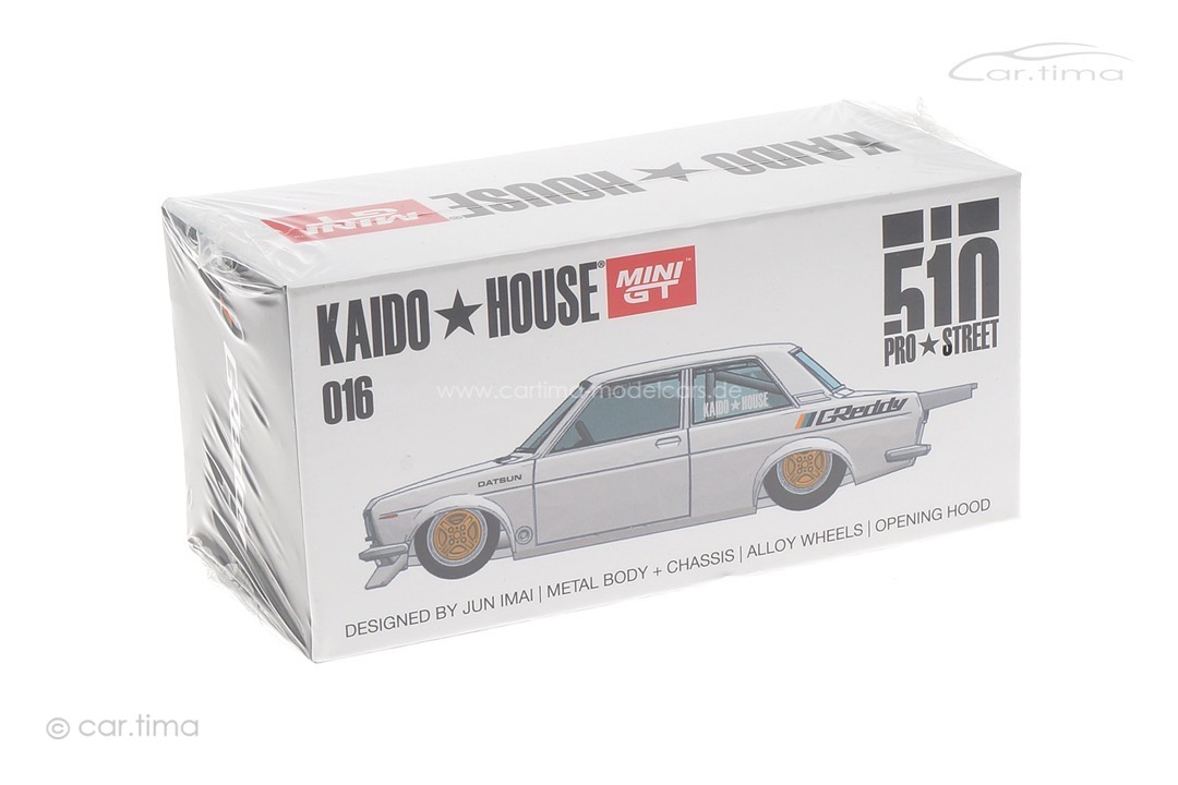 Datsun 510 Pro Street GREDDY Kaido House pearl white MINI GT 1:64 KHMG016