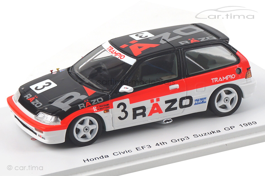 Honda Civic EF3 Suzuka 1989 Hattori/Tsutsumi Spark 1:43 S5457 Honda Civic EF3 Suzuka 1989 Hattori/Tsutsumi Spark 1:43 S5457
