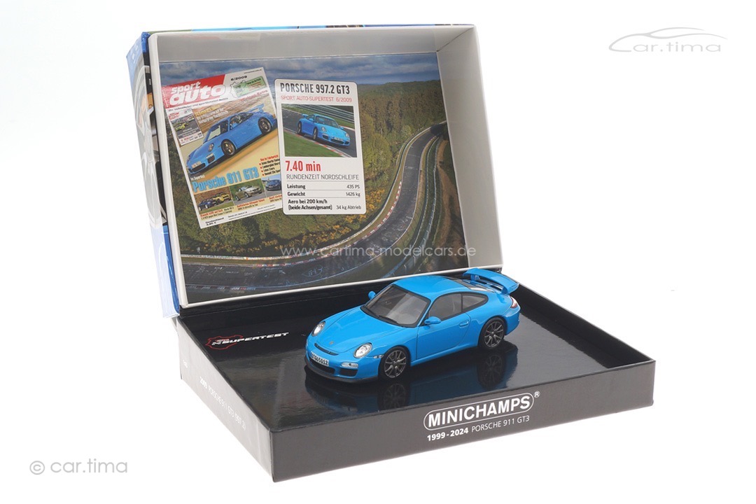 Porsche 911 (997 II) GT3 25th Anniversary 1999-2024 Miami Blue Minichamps 1:43 400068025
