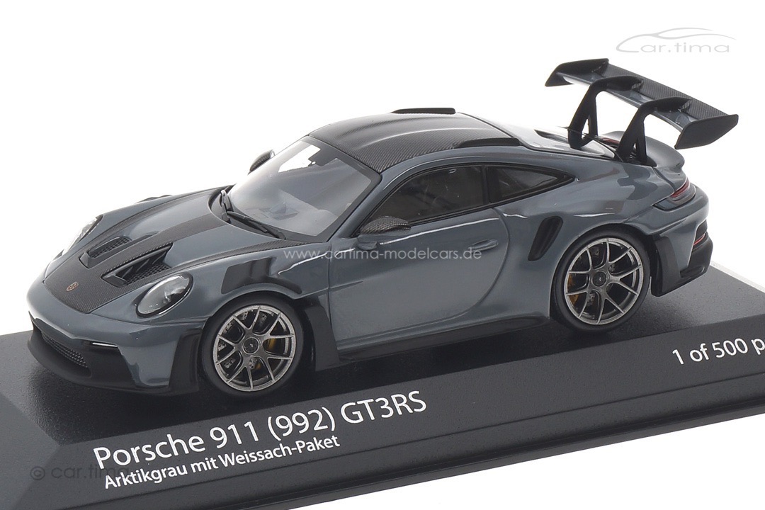 Porsche 911 (992) GT3 RS Weissach Paket Arktikgrau/Rad silber Minichamps 1:43 410062100 Porsche 911 (992) GT3 RS Weissach Paket Arktikgrau/Rad silber Minichamps 1:43 410062100