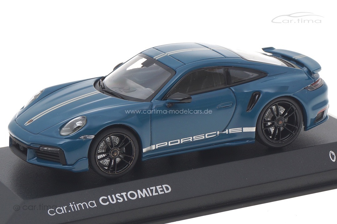 Porsche 911 (992) Turbo S Oslo blau/Rad schwarz Minichamps car.tima CUSTOMIZED 1:43