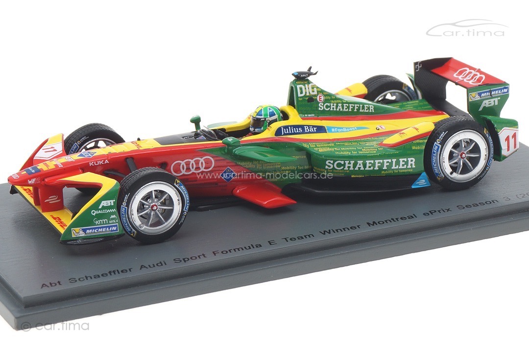 ABT Schaeffler Audi Formula E Winner Montreal 2016-2017 Lucas di Grassi Spark 1:43 43FE03 ABT Schaeffler Audi Formula E Winner Montreal 2016-2017 Lucas di Grassi Spark 1:43 43FE03