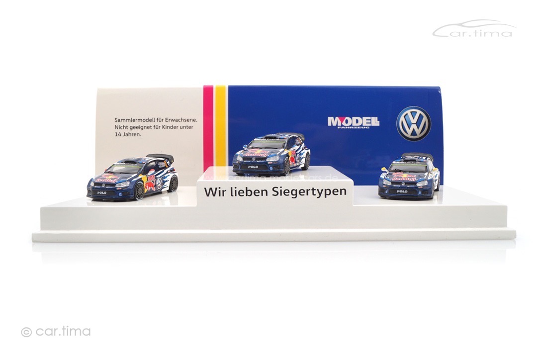 Set VW Polo WRC Monte Carlo 2025 Modell Fahrzeug "Wir lieben Siegertypen" Spark 1:87 SAM266