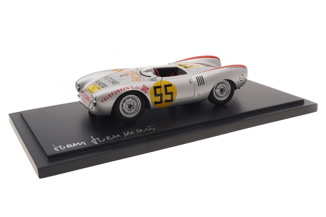 Porsche 550 1500 RS Spyder Carrera Panamericana 1954 Originalsignatur Hans Herrmann AutoArt 1:18 CAC01824008