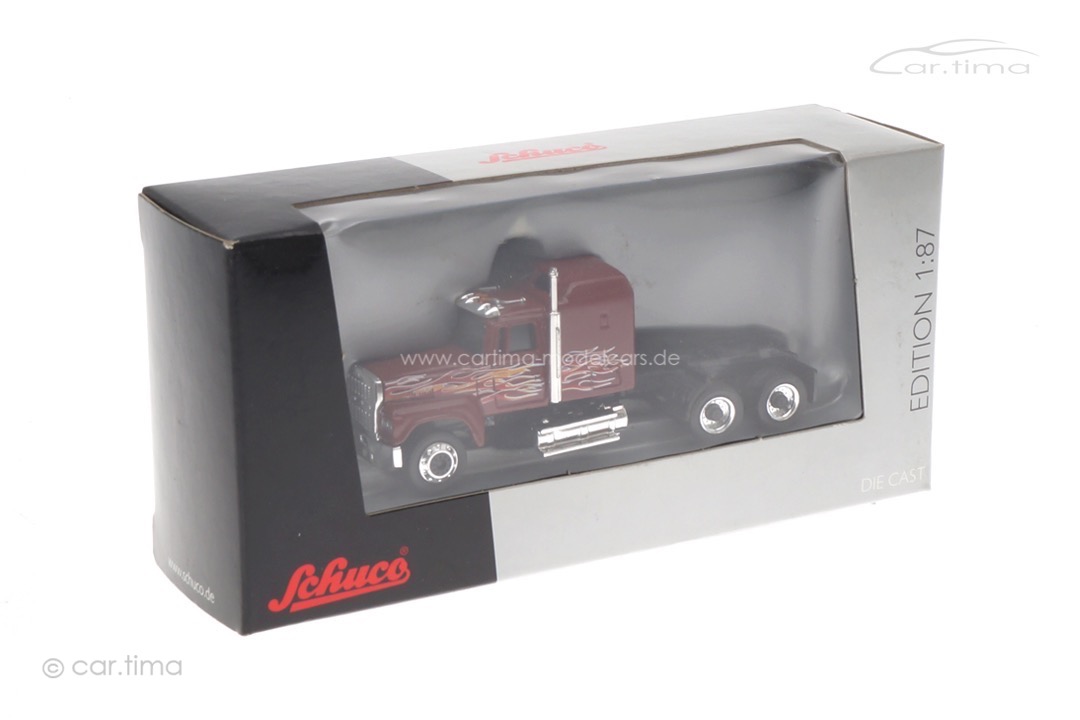 Ford 9000 Sattelzugmaschine rot mit Flammen Schuco 1:87 25414