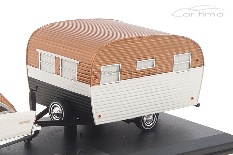 Lincoln Pioneer Station Wagon 1956 mit Wohnwagen weiß/kupfer GIM 1:43 GIM014A Lincoln Pioneer Station Wagon 1956 mit Wohnwagen weiß/kupfer GIM 1:43 GIM014A