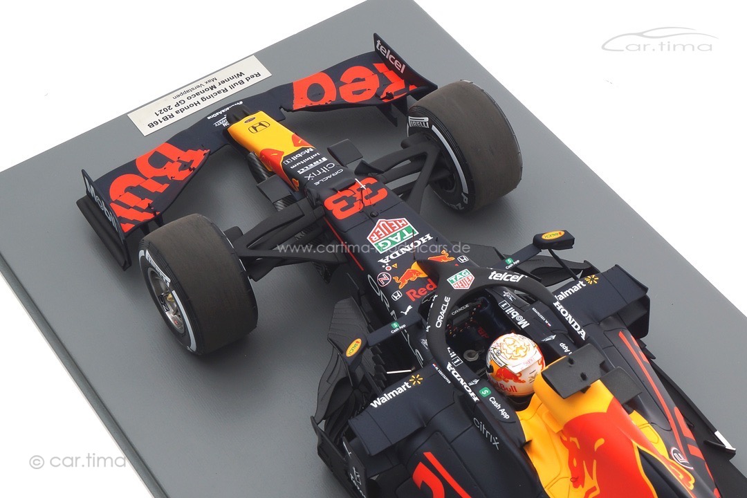 Red Bull Racing RB16B Winner GP Monaco 2021 Max Verstappen inkl. Vitrine Spark 1:12 12S030