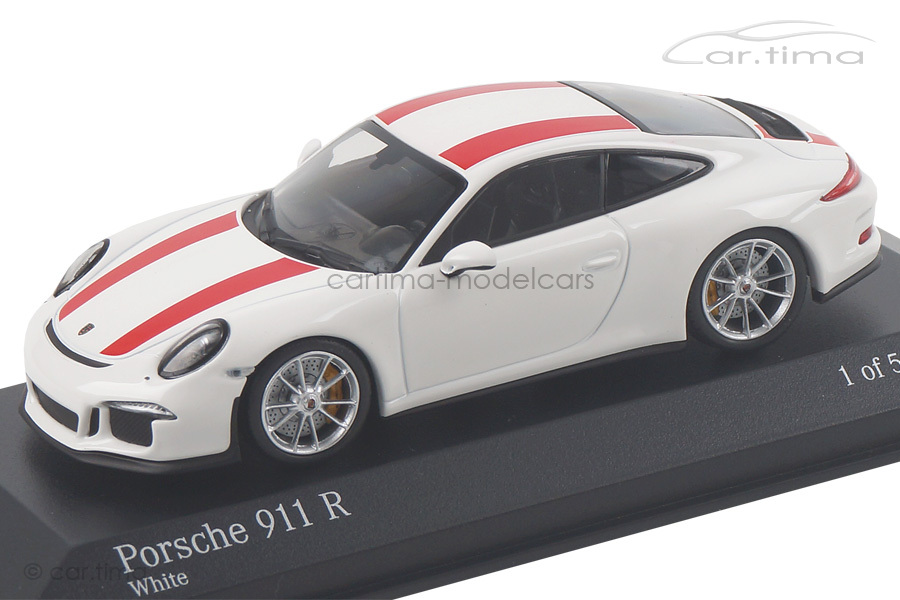 Porsche 911 (991) R weiß/Dekorstreifen rot Minichamps 1:43 410066220 Porsche 911 (991) R weiß/Dekorstreifen rot Minichamps 1:43 410066220