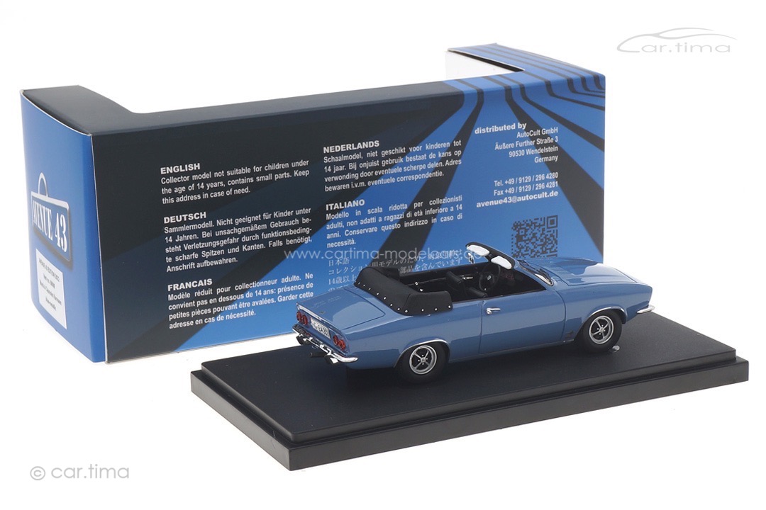 Opel Manta A Cabriolet Karmann 1971 blau Avenue43 1:43 60086 Opel Manta A Cabriolet Karmann 1971 blau Avenue43 1:43 60086