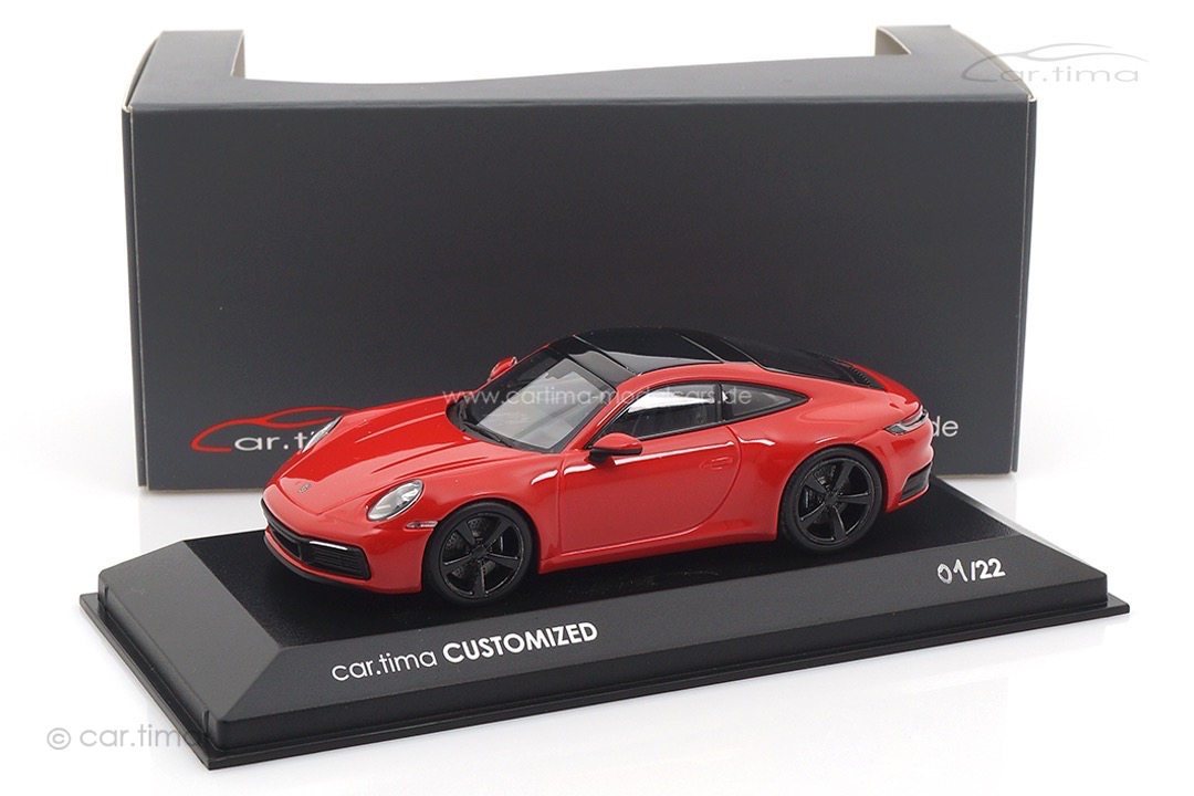 Porsche 911 (992) Carrera Indischrot/Rad schwarz Minichamps car.tima CUSTOMIZED 1:43