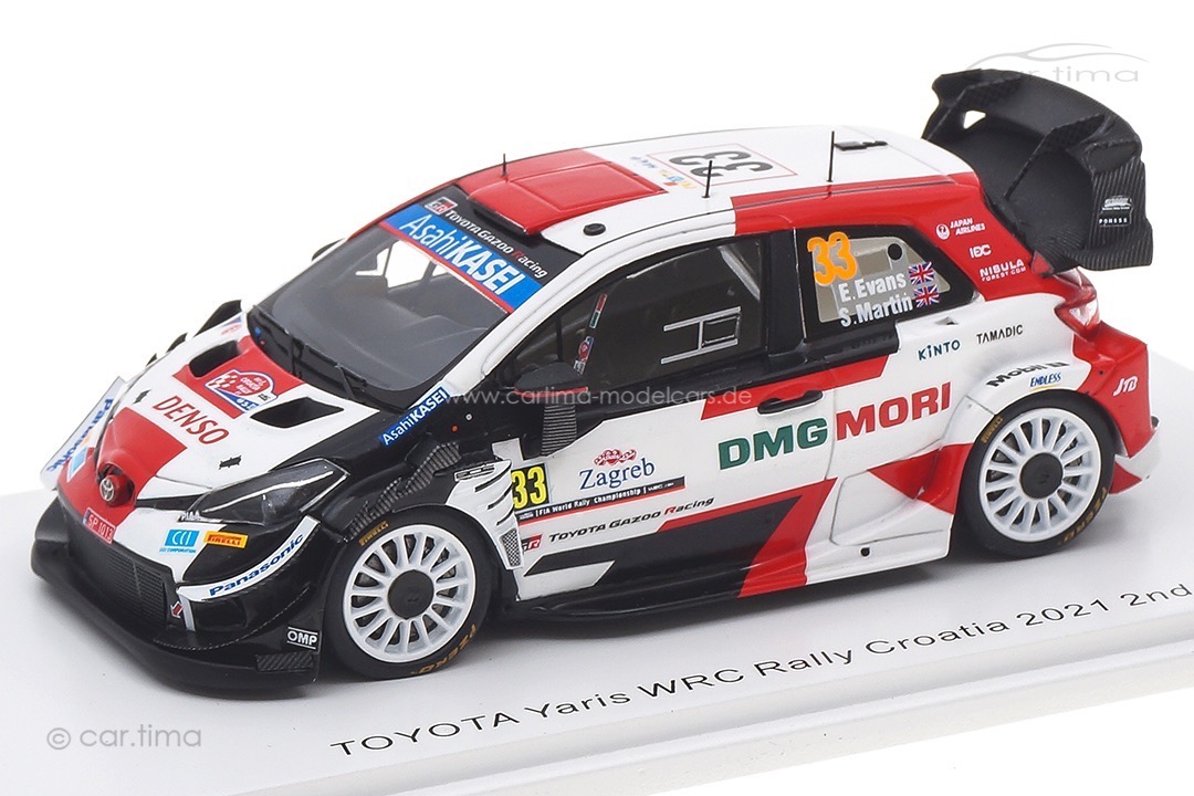 Toyota Yaris WRC Rallye Kroatien 2021 Evans/Martin Spark 1:43 S6589 Toyota Yaris WRC Rallye Kroatien 2021 Evans/Martin Spark 1:43 S6589