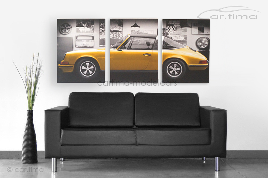 Kunstdruck auf Leinwand/Keilrahmen Porsche 911 Targa gold met. 136,5x60 cm