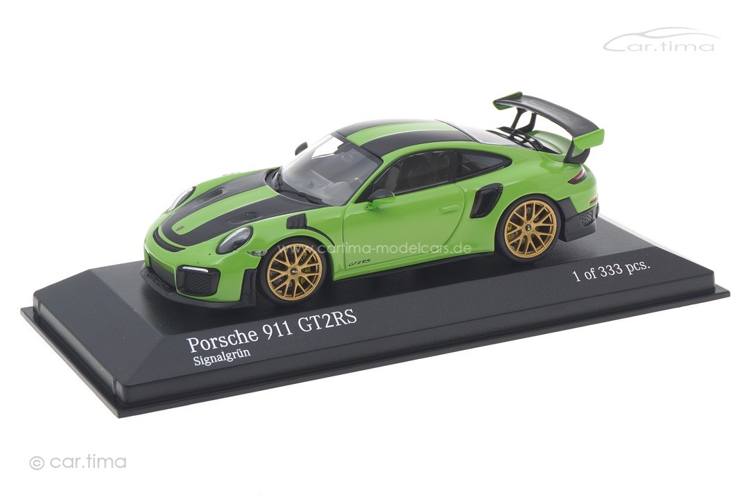 Porsche 911 (991) GT2 RS Weissach Package Signalgrün/Rad Aurum Minichamps 1:43 413067283