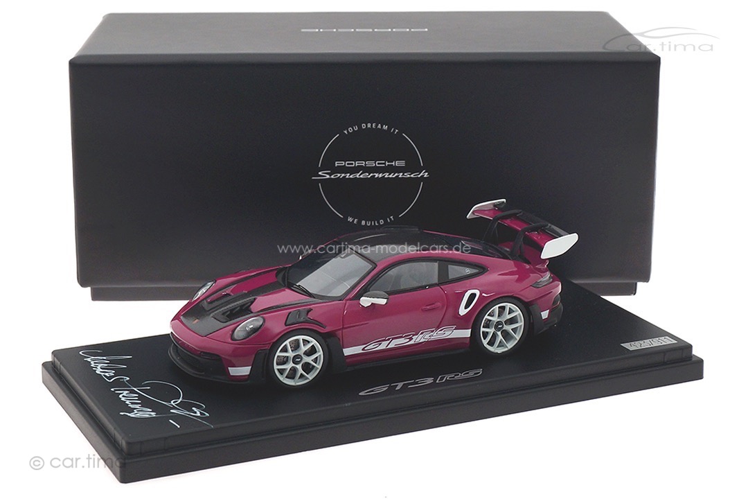 Porsche 911 (992) GT3 RS Sonderwunsch Sternrubin Originalsignatur Andreas Preuninger 1:43