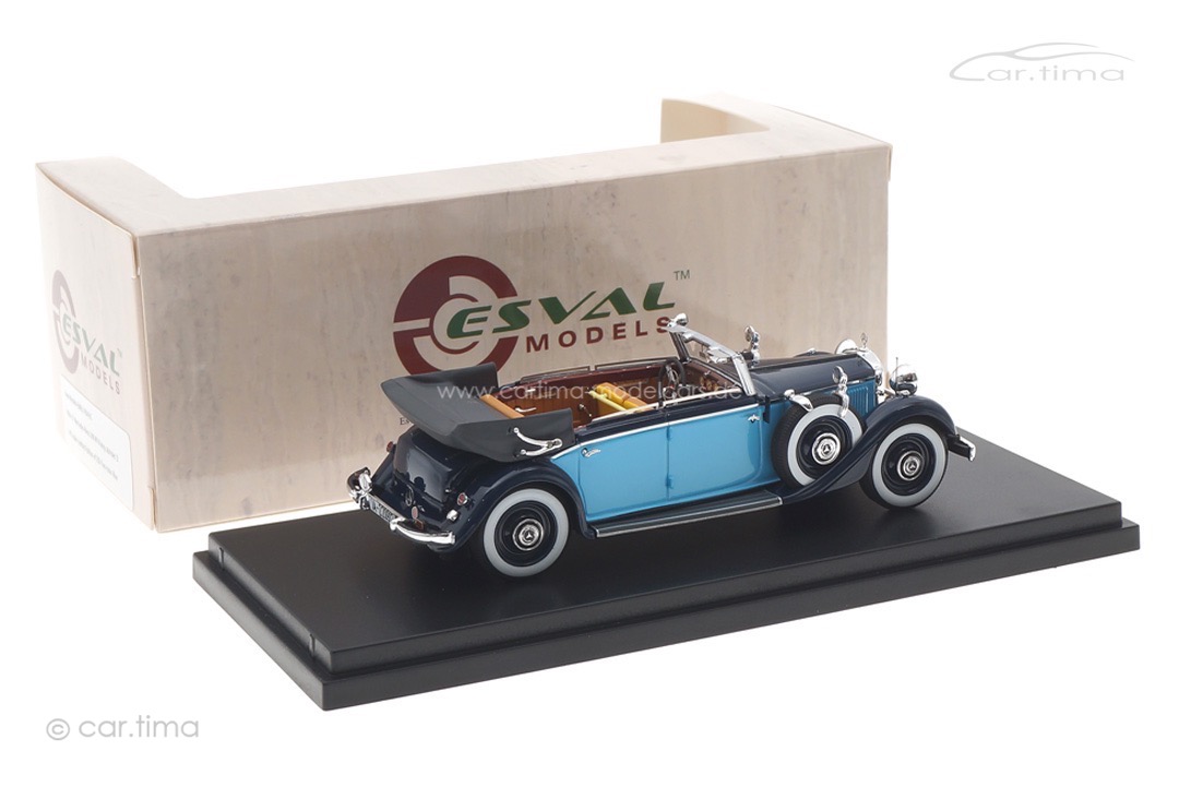 Mercedes-Benz 290 W18 lang cabriolet D 1933-36 geöffnet zweifarbig blau Esval 1:43 EMEU43043C