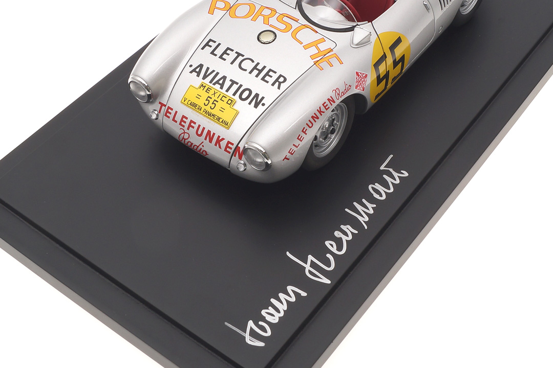 Porsche 550 1500 RS Spyder Carrera Panamericana 1954 Originalsignatur Hans Herrmann AutoArt 1:18 CAC01824008