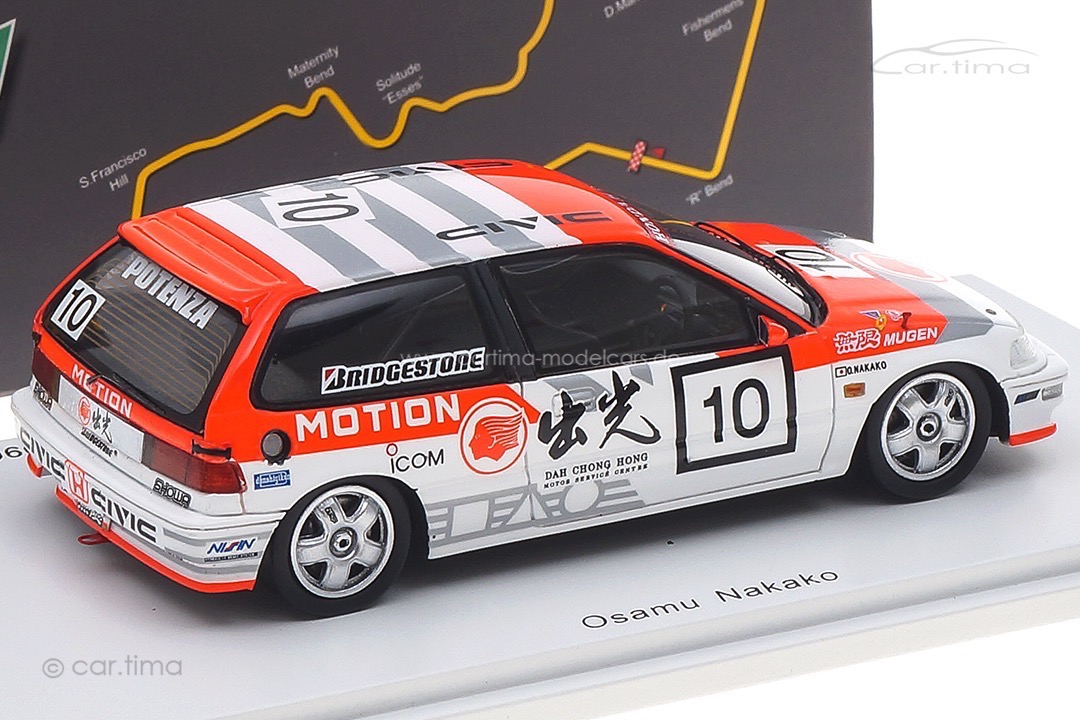 Honda Civic EF3 Class Winner Macau 1990 Osamu Nakako Spark 1:43 SA128 Honda Civic EF3 Class Winner Macau 1990 Osamu Nakako Spark 1:43 SA128